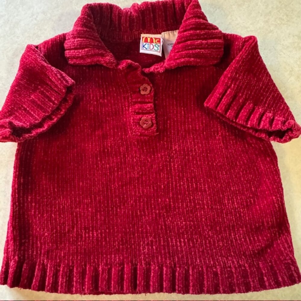 Vintage McKids Red Sweater Flower Buttons sz 3